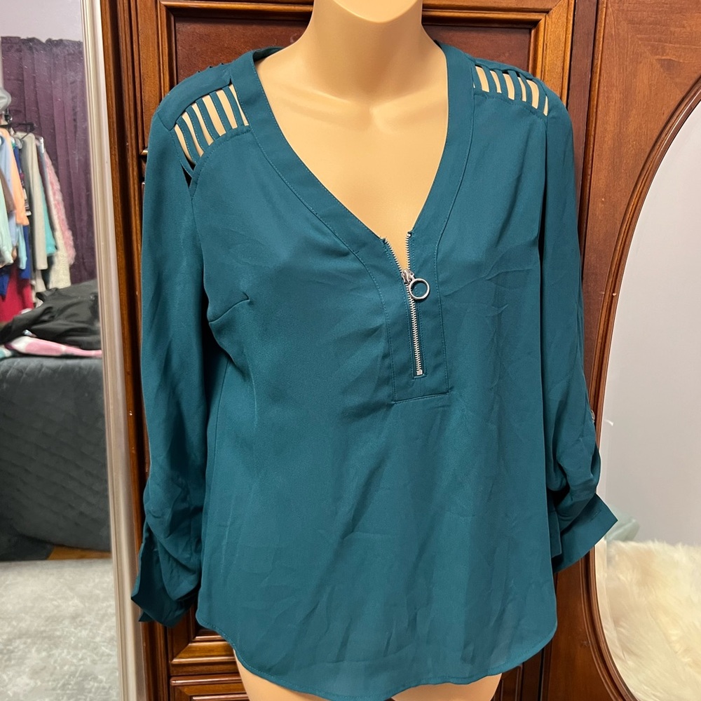 Quarter Zip with Shoulder Detail